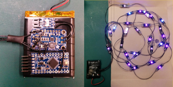 the controller circuit board, and the string of soldered together LEDs